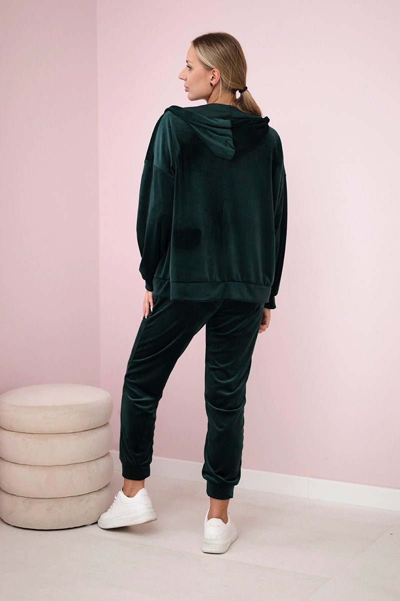 Velour set hoodie + pants 6106 / – Dark || green цвет / color | Lexline Fashion