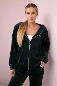 Velour set hoodie + pants 6106 / – Dark || green цвет / color | Lexline Fashion