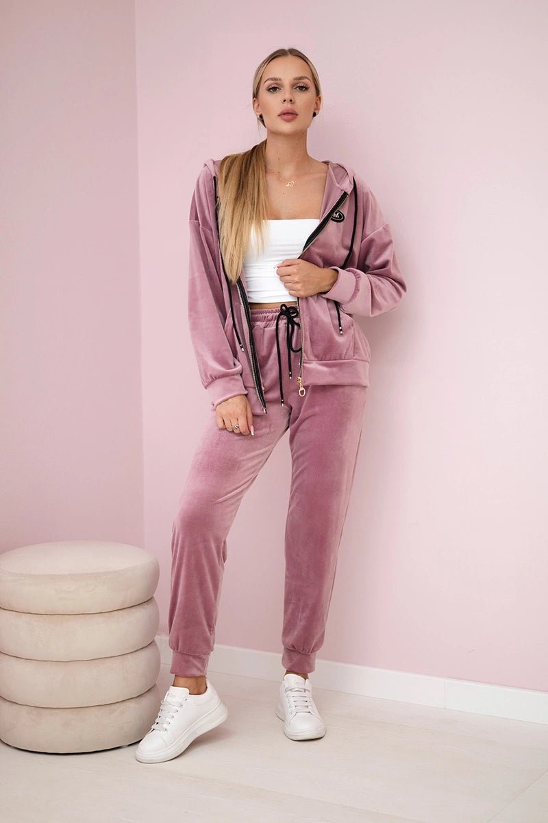 Velour set hoodie + pants 6106 / – Dark || pink цвет / color | Lexline Fashion