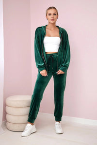 Velour set hoodie + pants 6106 / – Green цвет / color | Lexline Fashion