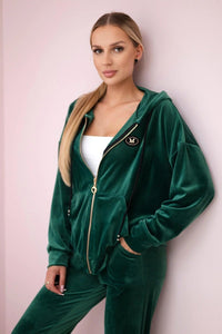 Velour set hoodie + pants 6106 / – Green цвет / color | Lexline Fashion