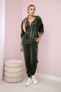 Velour set hoodie + pants 6106 / – Khaki цвет / color | Lexline Fashion