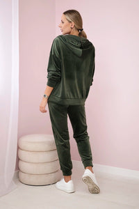 Velour set hoodie + pants 6106 / – Khaki цвет / color | Lexline Fashion