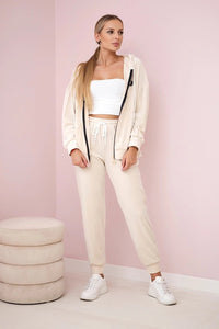 Velour set hoodie + pants 6106 / – Light || Beige цвет / color | Lexline Fashion
