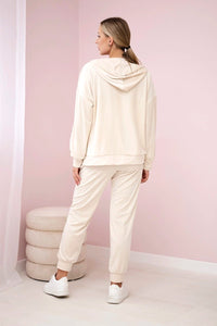 Velour set hoodie + pants 6106 / – Light || Beige цвет / color | Lexline Fashion