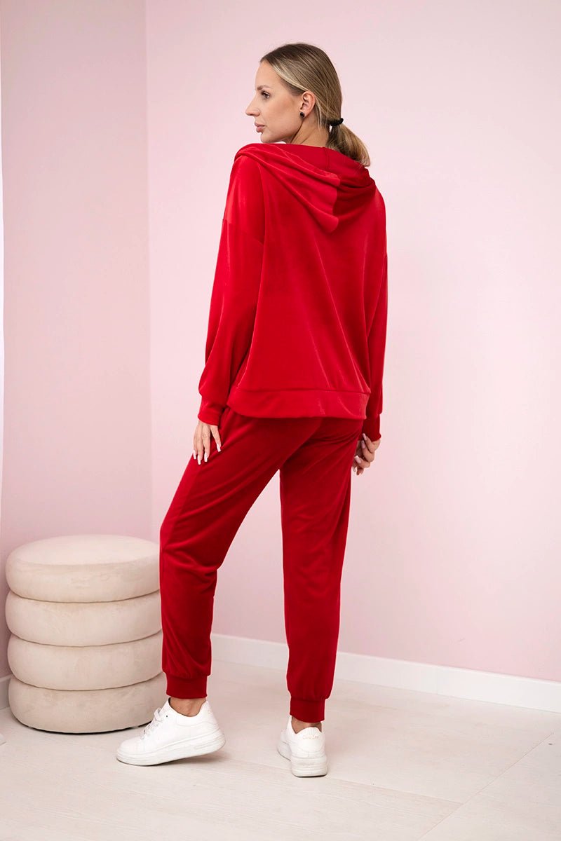 Velour set hoodie + pants 6106 / – Red цвет / color | Lexline Fashion