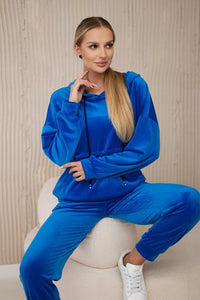 Velour set of sweatshirt + pants 5629Q / – Blue cornflower цвет / color | Lexline Fashion