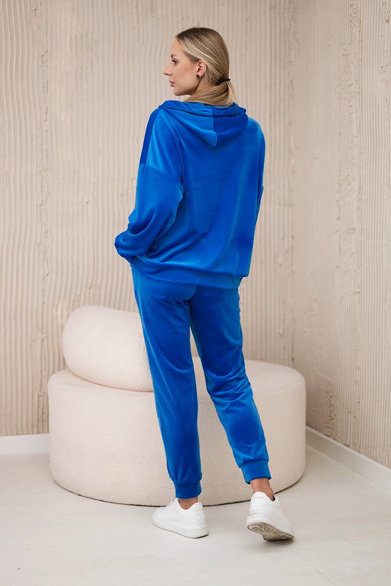 Velour set of sweatshirt + pants 5629Q / – Blue cornflower цвет / color | Lexline Fashion