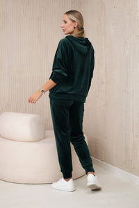 Velour set of sweatshirt + pants 5629Q / – Dark || green цвет / color | Lexline Fashion
