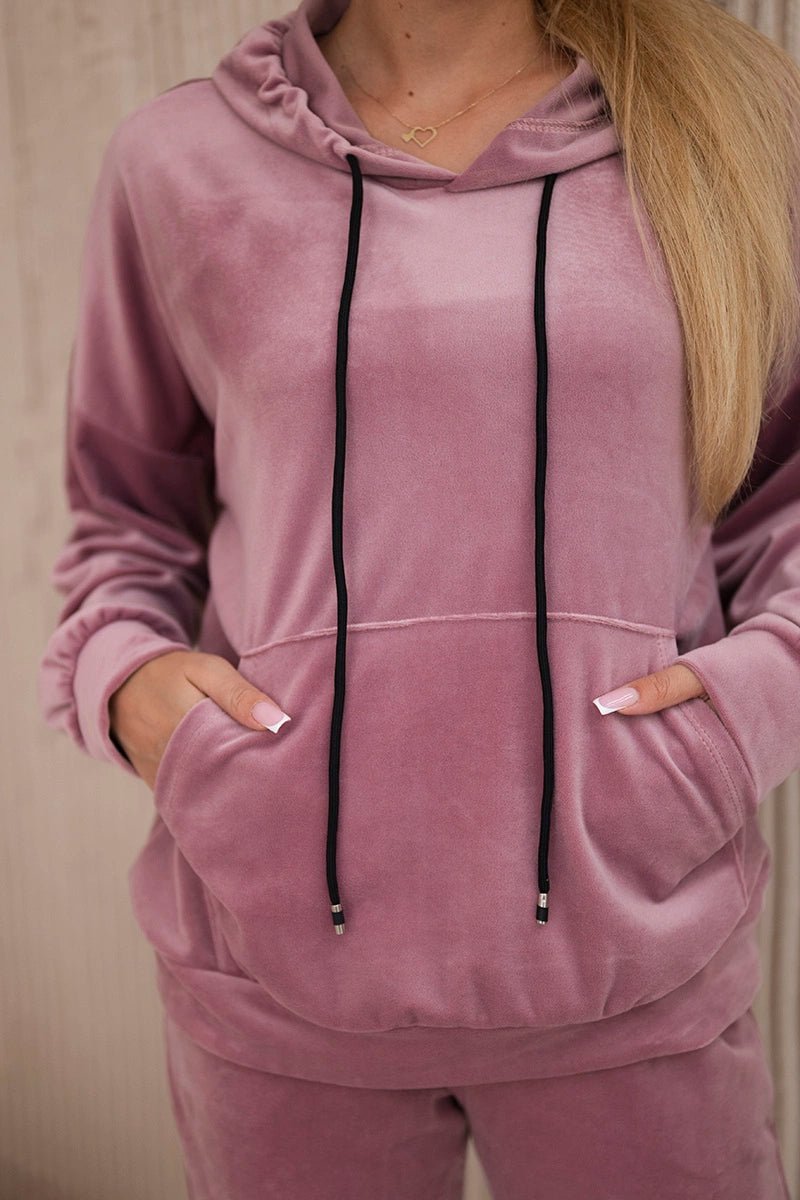 Velour set of sweatshirt + pants 5629Q / – Dark || pink цвет / color | Lexline Fashion