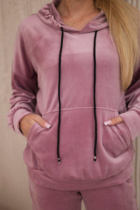 Velour set of sweatshirt + pants 5629Q / – Dark || pink цвет / color | Lexline Fashion