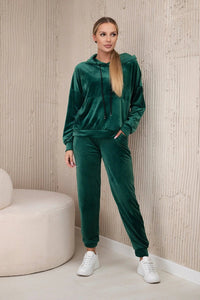 Velour set of sweatshirt + pants 5629Q / – Green цвет / color | Lexline Fashion
