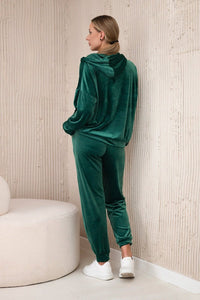 Velour set of sweatshirt + pants 5629Q / – Green цвет / color | Lexline Fashion