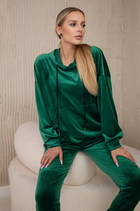 Velour set of sweatshirt + pants 5629Q / – Green || Light цвет / color | Lexline Fashion