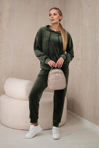 Velour set of sweatshirt + pants 5629Q / – Khaki цвет / color | Lexline Fashion