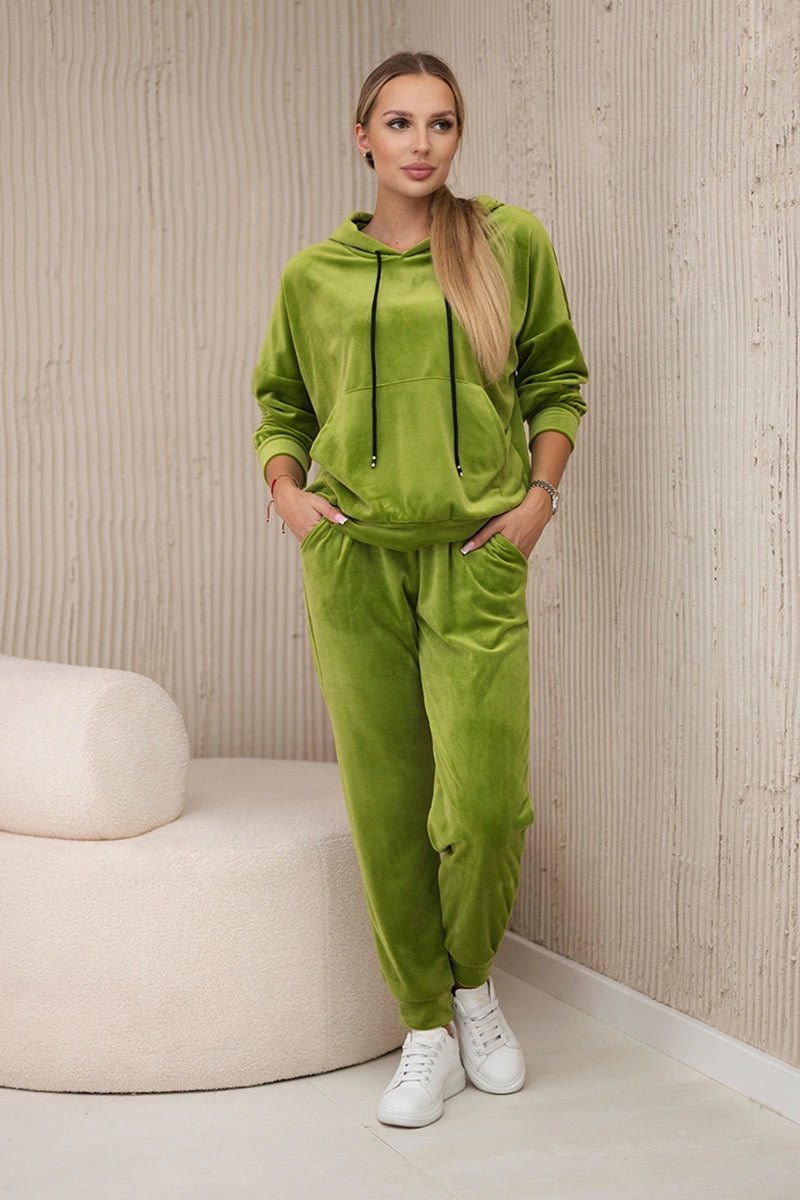 Velour set of sweatshirt + pants 5629Q / – Kiwi цвет / color | Lexline Fashion