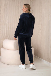 Velour set of sweatshirt + pants 5629Q / – Navy blue цвет / color | Lexline Fashion