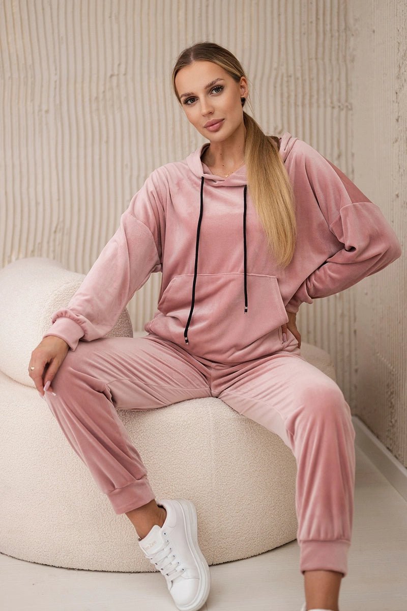 Velour set of sweatshirt + pants 5629Q / – Powder цвет / color | Lexline Fashion