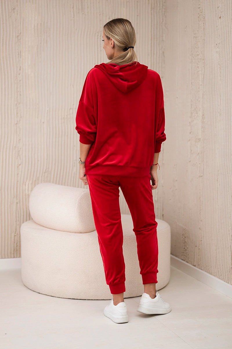 Velour set of sweatshirt + pants 5629Q / – Red цвет / color | Lexline Fashion