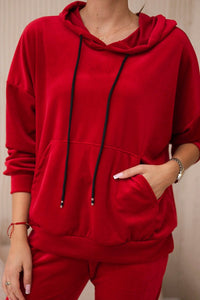 Velour set of sweatshirt + pants 5629Q / – Red цвет / color | Lexline Fashion