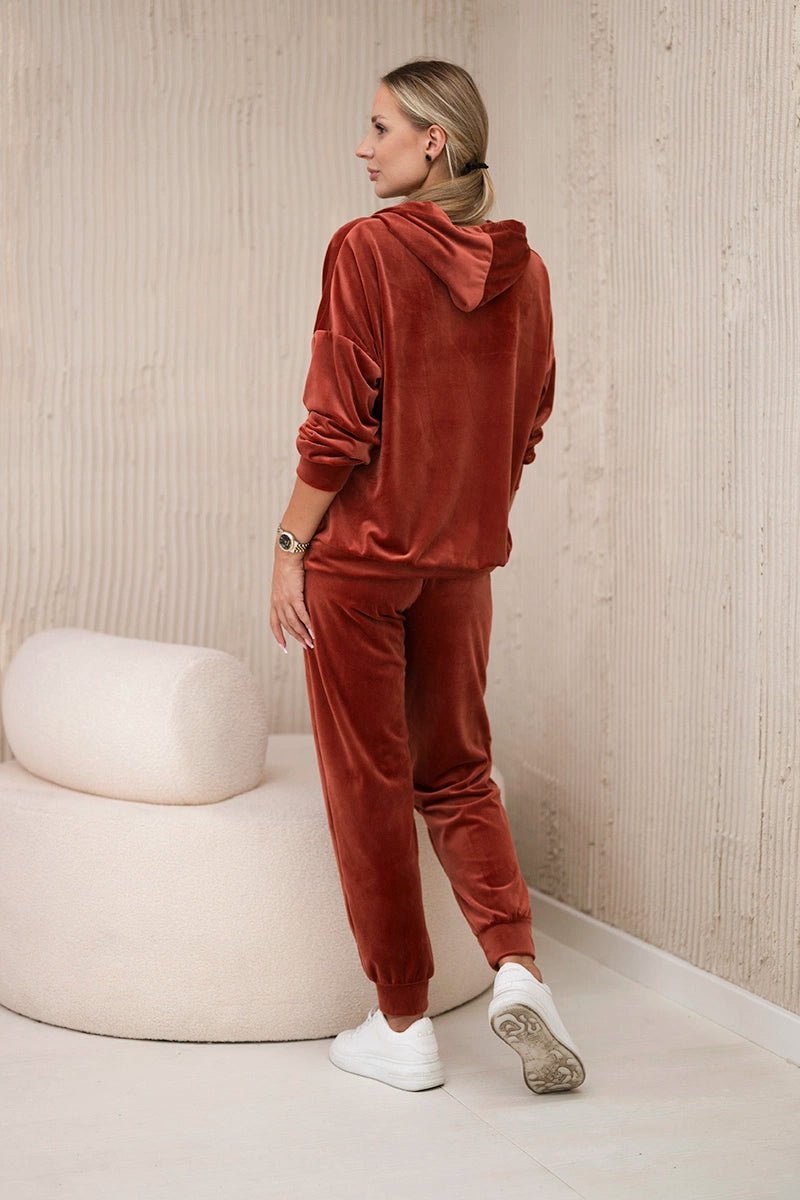 Velour set of sweatshirt + pants 5629Q / – Russet цвет / color | Lexline Fashion