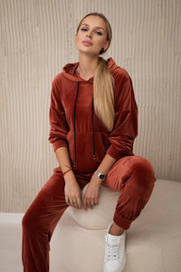 Velour set of sweatshirt + pants 5629Q / – Russet цвет / color | Lexline Fashion
