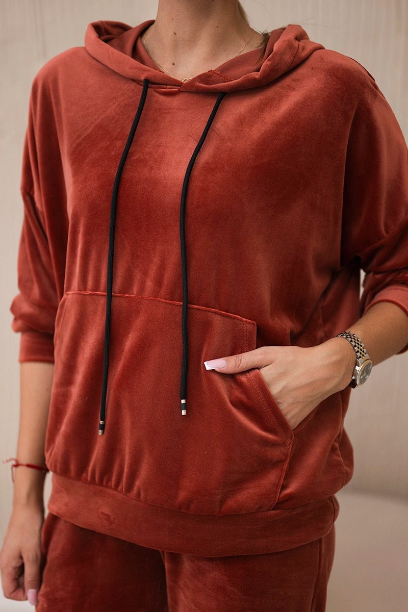 Velour set of sweatshirt + pants 5629Q / – Russet цвет / color | Lexline Fashion