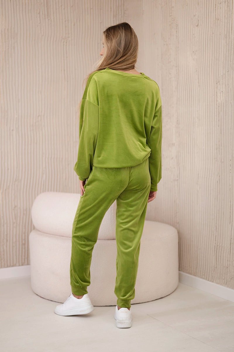 Velour set sweatshirt + pants 6549 / – Kiwi цвет / color | Lexline Fashion