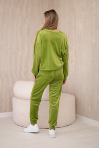 Velour set sweatshirt + pants 6549 / – Kiwi цвет / color | Lexline Fashion