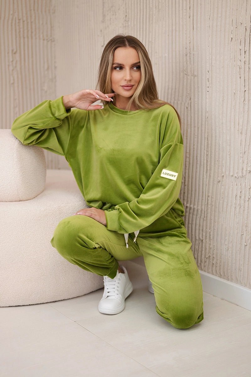 Velour set sweatshirt + pants 6549 / – Kiwi цвет / color | Lexline Fashion