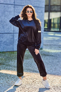 Velour set sweatshirt + pants 6549 / – Navy blue цвет / color | Lexline Fashion
