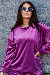 Velour set sweatshirt + pants 6549 / – Purple цвет / color | Lexline Fashion