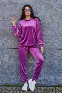 Velour set sweatshirt + pants 6549 / – Purple цвет / color | Lexline Fashion
