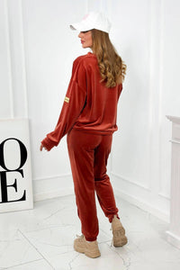Velour set sweatshirt + pants 6549 / – Russet цвет / color | Lexline Fashion