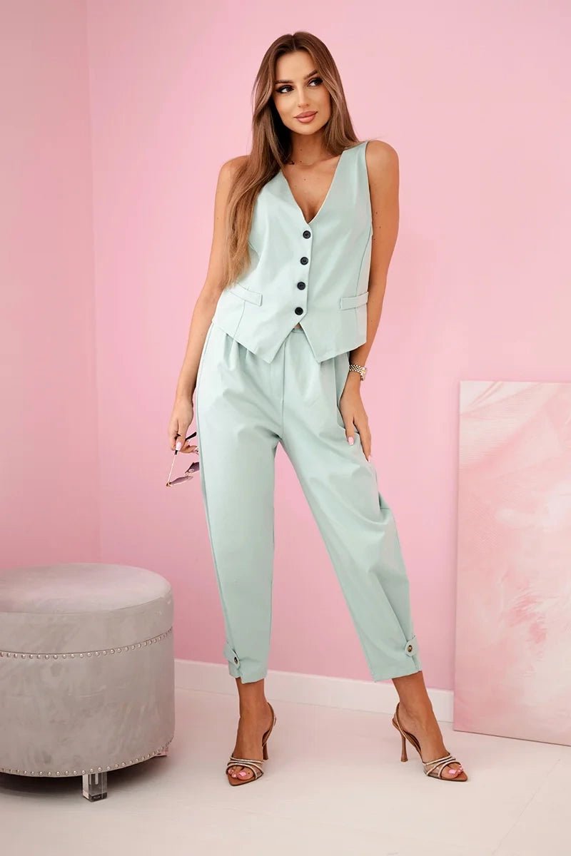 Vest + pants set 7135 / – Mint || Dark цвет / color | Lexline Fashion