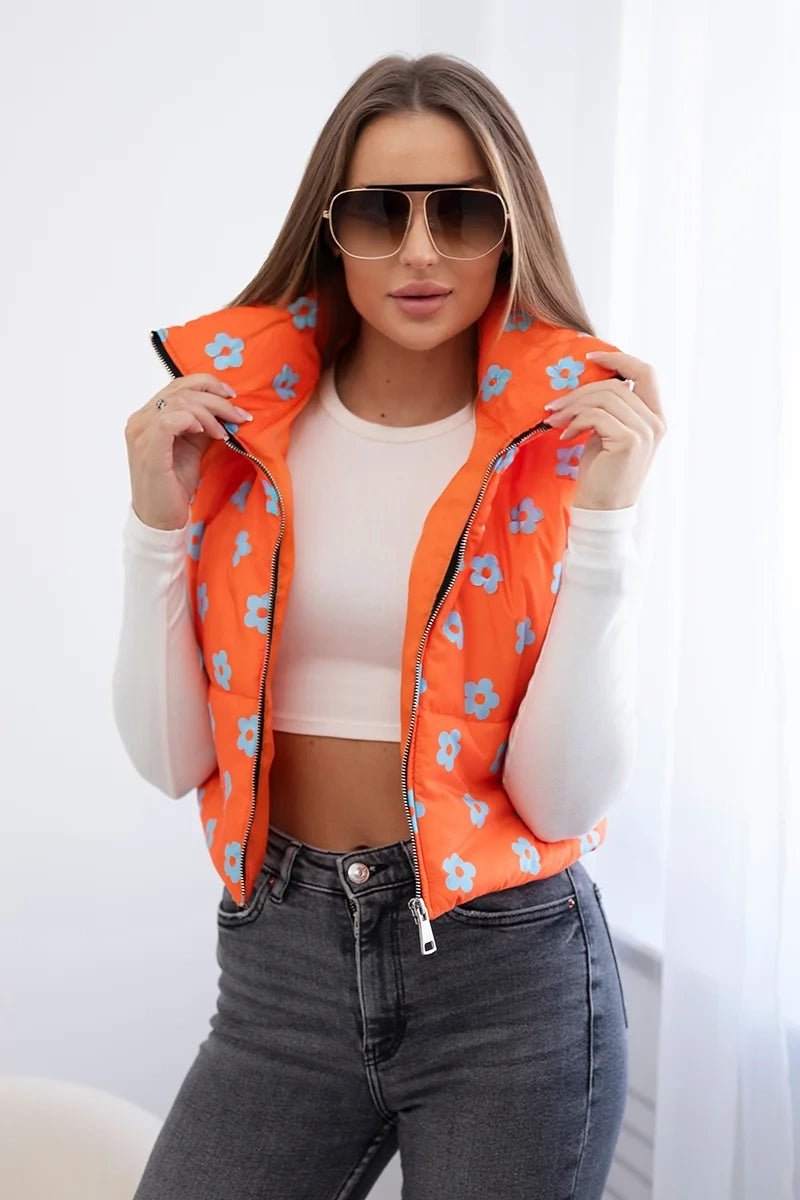 Vest with small flowers 32230 / – Orange цвет / color | Lexline Fashion