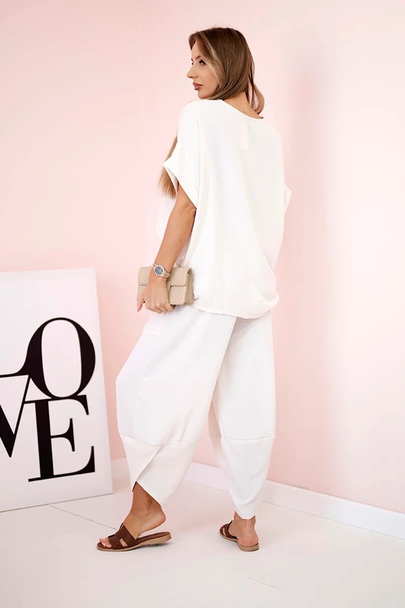 Viscose blouse + pants set ART5920 / – Beige цвет / color | Lexline Fashion