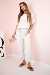 Viscose blouse + pants set ART5920 / – Beige цвет / color | Lexline Fashion