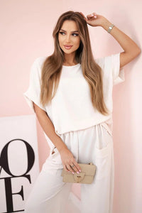 Viscose blouse + pants set ART5920 / – Beige цвет / color | Lexline Fashion
