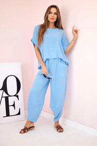 Viscose blouse + pants set ART5920 / – Blue цвет / color | Lexline Fashion