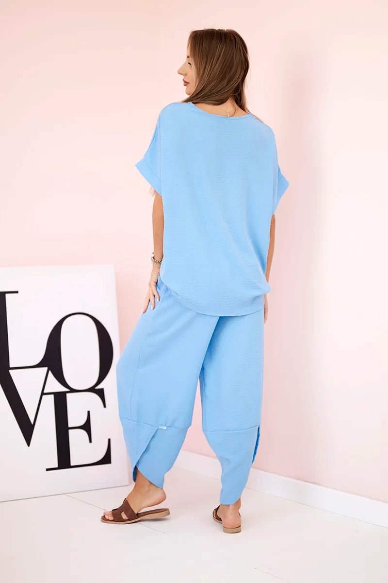 Viscose blouse + pants set ART5920 / – Blue цвет / color | Lexline Fashion