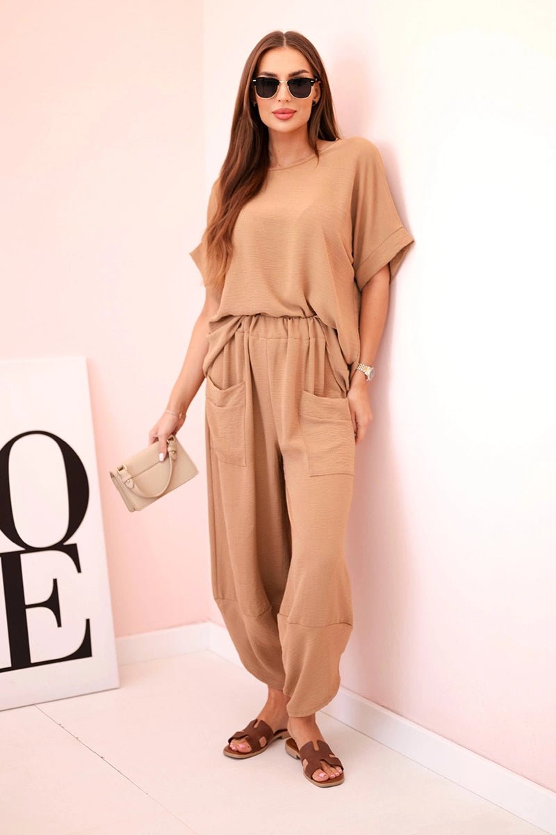 Viscose blouse + pants set ART5920 / – Camel цвет / color | Lexline Fashion