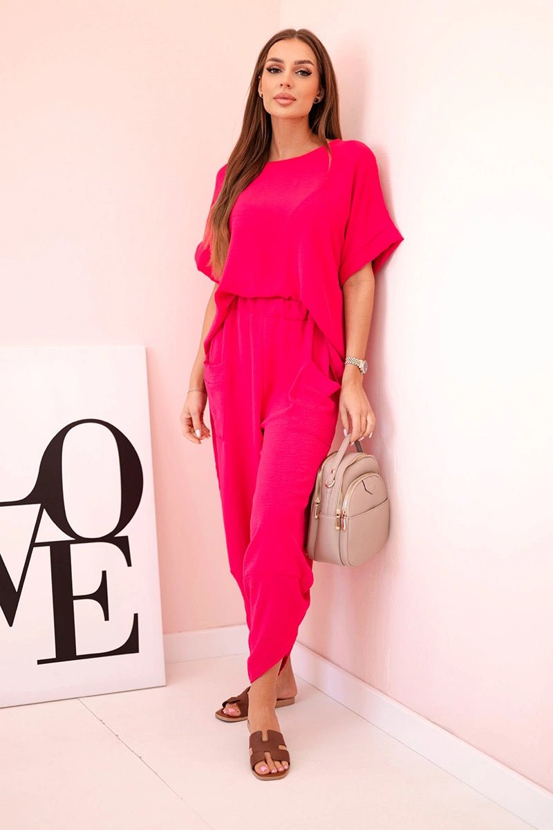Viscose blouse + pants set ART5920 / – Fuchsia цвет / color | Lexline Fashion