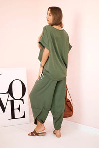 Viscose blouse + pants set ART5920 / – Khaki цвет / color | Lexline Fashion