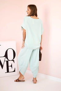 Viscose blouse + pants set ART5920 / – Mint || Dark цвет / color | Lexline Fashion