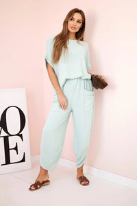 Viscose blouse + pants set ART5920 / – Mint || Dark цвет / color | Lexline Fashion