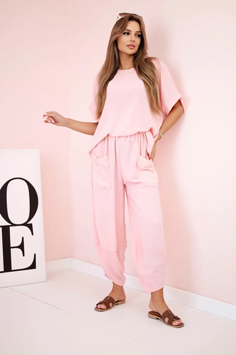 Viscose blouse + pants set ART5920 / – Powder цвет / color | Lexline Fashion