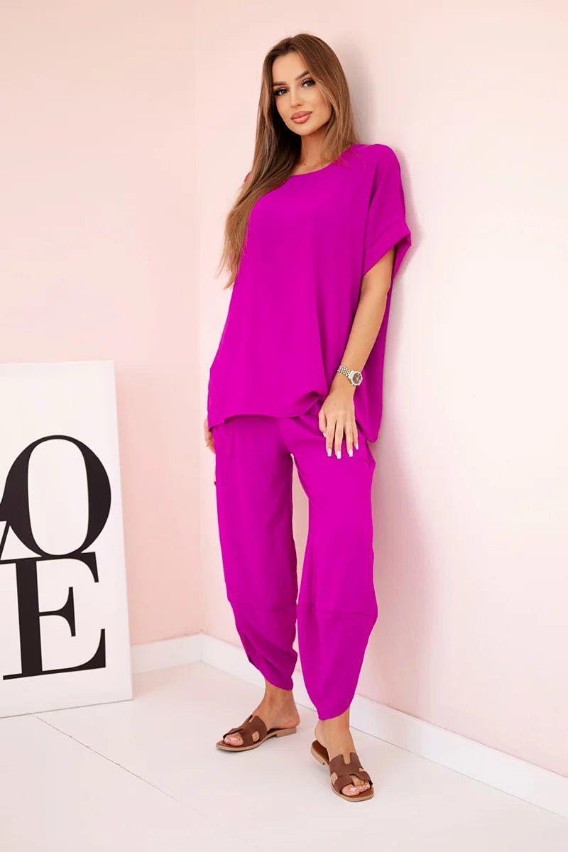 Viscose blouse + pants set ART5920 / – Purple || Dark цвет / color | Lexline Fashion