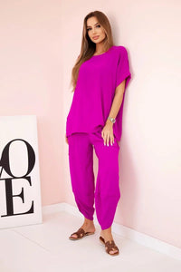 Viscose blouse + pants set ART5920 / – Purple || Dark цвет / color | Lexline Fashion