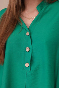 Viscose blouse with a longer back 23076 / – Green цвет / color | Lexline Fashion